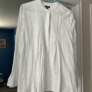 Izod White Textured Long Sleeve Shirt